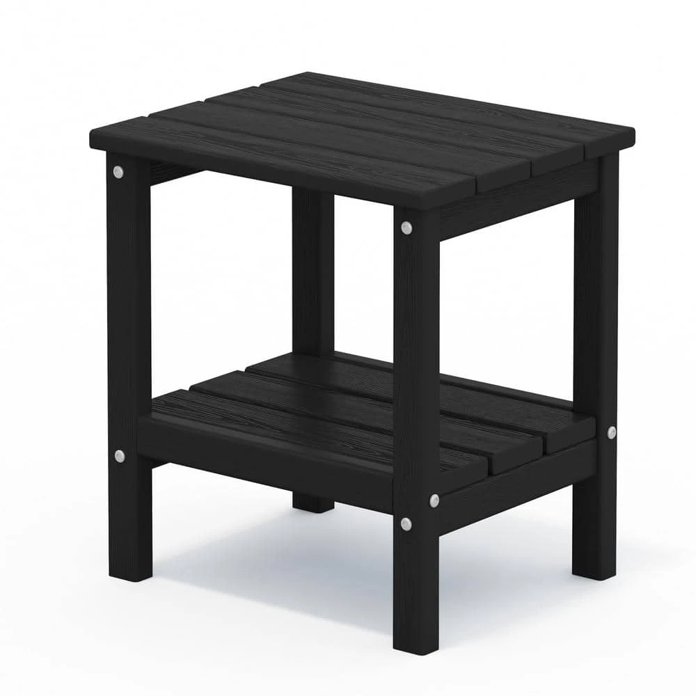 HDPE Adirondack Rectangle Plastic Outdoor Side Table In Black 1 HDPE Adirondack Rectangle Plastic Outdoor Side Table In Black