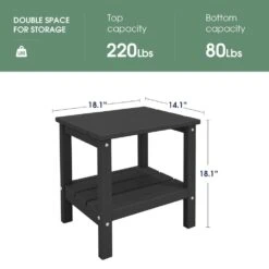 HDPE Adirondack Rectangle Plastic Outdoor Side Table In Black 8 HDPE Adirondack Rectangle Plastic Outdoor Side Table In Black -More Furniture Store outdoor side tables pscj black c3 1000