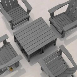 HDPE Adirondack Rectangle Plastic Outdoor Side Table In Gray 10 HDPE Adirondack Rectangle Plastic Outdoor Side Table In Gray -More Furniture Store outdoor side tables pscj gray 4f 1000