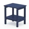 HDPE Adirondack Rectangle Plastic Outdoor Side Table In Navy