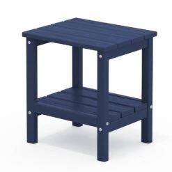 HDPE Adirondack Rectangle Plastic Outdoor Side Table In Navy