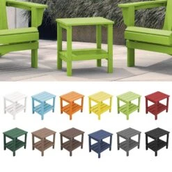 HDPE Adirondack Rectangle Plastic Outdoor Side Table In Apple Green -More Furniture Store outdoor side tables sccj apple green 1f 1000