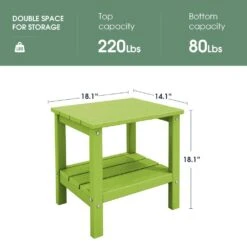 HDPE Adirondack Rectangle Plastic Outdoor Side Table In Apple Green -More Furniture Store outdoor side tables sccj apple green c3 1000