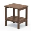 HDPE Adirondack Rectangle Plastic Outdoor Side Table In Brown