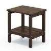 HDPE Adirondack Rectangle Plastic Outdoor Side Table In Coffee