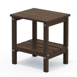 HDPE Adirondack Rectangle Plastic Outdoor Side Table In Coffee