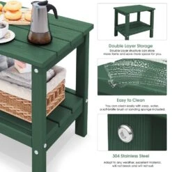 HDPE Adirondack Rectangle Plastic Outdoor Side Table In Green 11 HDPE Adirondack Rectangle Plastic Outdoor Side Table In Green -More Furniture Store outdoor side tables sccj green 44 1000