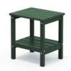 HDPE Adirondack Rectangle Plastic Outdoor Side Table In Green