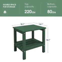 HDPE Adirondack Rectangle Plastic Outdoor Side Table In Green 8 HDPE Adirondack Rectangle Plastic Outdoor Side Table In Green -More Furniture Store outdoor side tables sccj green c3 1000