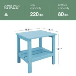 HDPE Adirondack Rectangle Plastic Outdoor Side Table In Light Blue 8 HDPE Adirondack Rectangle Plastic Outdoor Side Table In Light Blue -More Furniture Store outdoor side tables sccj light blue c3 1000
