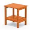 HDPE Adirondack Rectangle Plastic Outdoor Side Table In Orange