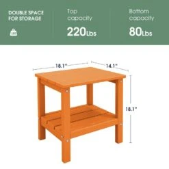HDPE Adirondack Rectangle Plastic Outdoor Side Table In Orange -More Furniture Store outdoor side tables sccj orange c3 1000
