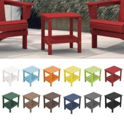 HDPE Adirondack Rectangle Plastic Outdoor Side Table In Red 10 HDPE Adirondack Rectangle Plastic Outdoor Side Table In Red -More Furniture Store outdoor side tables sccj red 1f 1000