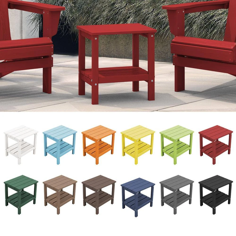 HDPE Adirondack Rectangle Plastic Outdoor Side Table In Red 5 HDPE Adirondack Rectangle Plastic Outdoor Side Table In Red - Image 5