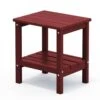 HDPE Adirondack Rectangle Plastic Outdoor Side Table In Red