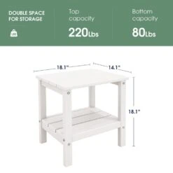 HDPE Adirondack Rectangle Plastic Outdoor Side Table In White -More Furniture Store outdoor side tables sccj white c3 1000