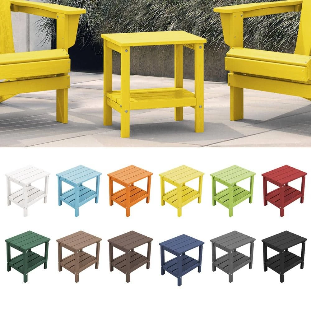 HDPE Adirondack Rectangle Plastic Outdoor Side Table In Yellow 5 HDPE Adirondack Rectangle Plastic Outdoor Side Table In Yellow - Image 5