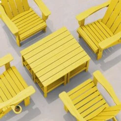 HDPE Adirondack Rectangle Plastic Outdoor Side Table In Yellow 9 HDPE Adirondack Rectangle Plastic Outdoor Side Table In Yellow -More Furniture Store outdoor side tables sccj yellow 4f 1000