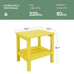 HDPE Adirondack Rectangle Plastic Outdoor Side Table In Yellow 8 HDPE Adirondack Rectangle Plastic Outdoor Side Table In Yellow -More Furniture Store outdoor side tables sccj yellow c3 1000