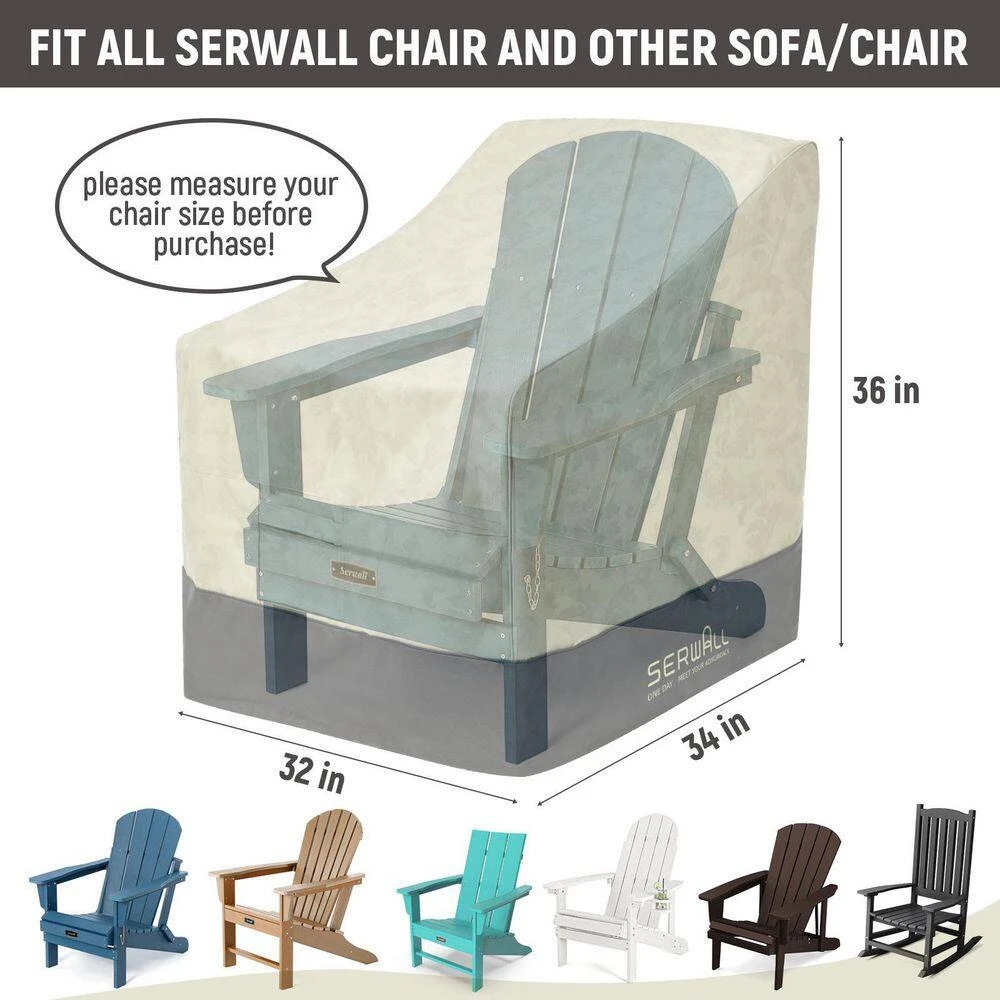 36 In. D X 34 In. W X 32 In. H Waterproof Outdoor Adirondack Patio Chair Cover 2 36 In. D X 34 In. W X 32 In. H Waterproof Outdoor Adirondack Patio Chair Cover - Image 2
