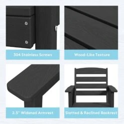 HDPE 7-Piece Plastic Rectangle Table Standard Height Outdoor Dining Set In Black -More Furniture Store patio dining sets peczytz bk fa 1000