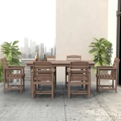 HDPE 7-Piece Plastic Rectangle Table Standard Height Outdoor Dining Set In Brown 19 HDPE 7-Piece Plastic Rectangle Table Standard Height Outdoor Dining Set In Brown -More Furniture Store patio dining sets peczytz br 31 1000