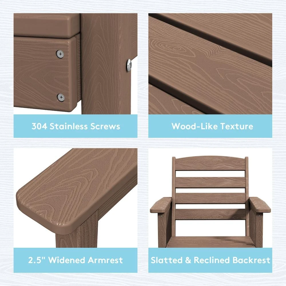 HDPE 7-Piece Plastic Rectangle Table Standard Height Outdoor Dining Set In Brown 8 HDPE 7-Piece Plastic Rectangle Table Standard Height Outdoor Dining Set In Brown - Image 8