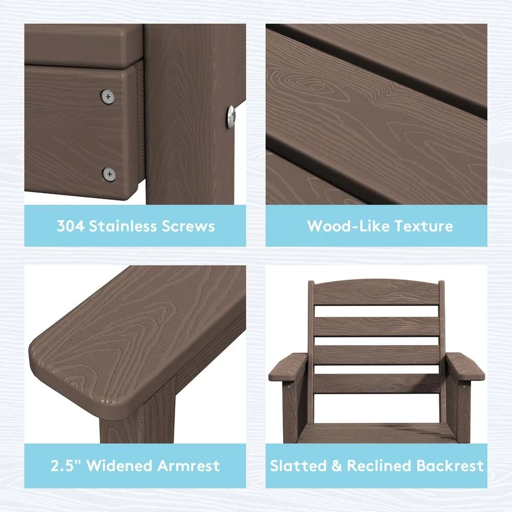 HDPE 7-Piece Plastic Rectangle Table Standard Height Outdoor Dining Set In Coffee 8 HDPE 7-Piece Plastic Rectangle Table Standard Height Outdoor Dining Set In Coffee - Image 8