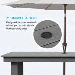 HDPE 7-Piece Plastic Rectangle Table Standard Height Outdoor Dining Set In Gray -More Furniture Store patio dining sets peczytz gy 44 1000