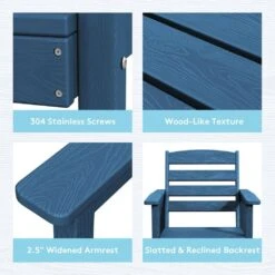 HDPE 7-Piece Plastic Rectangle Table Standard Height Outdoor Dining Set In Navy -More Furniture Store patio dining sets peczytz nv fa 1000