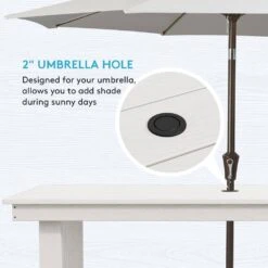 HDPE 7-Piece Plastic Rectangle Table Standard Height Outdoor Dining Set In White -More Furniture Store patio dining sets peczytz wt 44 1000