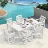 HDPE 7-Piece Plastic Rectangle Table Standard Height Outdoor Dining Set In White