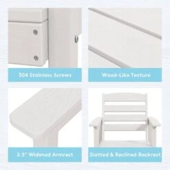 HDPE 7-Piece Plastic Rectangle Table Standard Height Outdoor Dining Set In White -More Furniture Store patio dining sets peczytz wt fa 1000