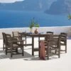 HDPE 7-Piece Plastic Rectangle Standard Height Outdoor Dining Set In Coffee