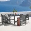 HDPE 7-Piece Plastic Rectangle Standard Height Outdoor Dining Set In Gray