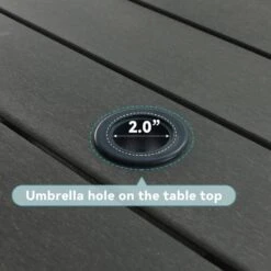 HDPE 6-Person Outdoor Dining Table Plastic Adirondack Patio Bar Table With Table Top In Gray And White -More Furniture Store patio dining tables pe 48gjyz a0 1000