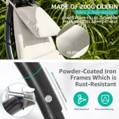 1-Person Swing Egg Chair With Stand And Beige Cushions For Indoor Outdoor In Beige -More Furniture Store patio swings dc beige 1d 1000