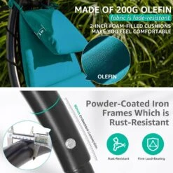 1-Person Swing Egg Chair With Stand And Peacock Blue Cushions For Indoor Outdoor In Peacock Blue -More Furniture Store patio swings dc blue 77 1000