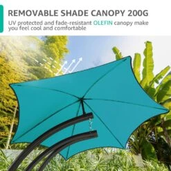 1-Person Swing Egg Chair With Stand And Peacock Blue Cushions For Indoor Outdoor In Peacock Blue -More Furniture Store patio swings dc blue a0 1000