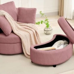 Modern Pink Corduroy Accent Armchair With Pillows And Storage Ottoman 13 Modern Pink Corduroy Accent Armchair With Pillows And Storage Ottoman -More Furniture Store pink jearey accent chairs bywy pink 1f 1000
