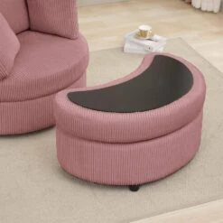 Modern Pink Corduroy Accent Armchair With Pillows And Storage Ottoman 11 Modern Pink Corduroy Accent Armchair With Pillows And Storage Ottoman -More Furniture Store pink jearey accent chairs bywy pink c3 1000