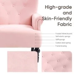 Lola Modern Upholstered Velvet Pink Accent Armchair With Extra Large Back And Wood Leg For Living Room Bedroom 14 Lola Modern Upholstered Velvet Pink Accent Armchair With Extra Large Back And Wood Leg For Living Room Bedroom -More Furniture Store pink jearey accent chairs e011gby pink 44 1000