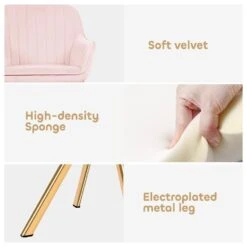 Modern Light Pink Brushed Velvet Swivel Accent Armchair With Metal Legs For Living -More Furniture Store pink jearey accent chairs e21zy hd lp 1f 1000