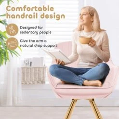 Modern Light Pink Brushed Velvet Swivel Accent Armchair With Metal Legs For Living -More Furniture Store pink jearey accent chairs e21zy hd lp 31 1000