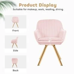 Modern Light Pink Brushed Velvet Swivel Accent Armchair With Metal Legs For Living -More Furniture Store pink jearey accent chairs e21zy hd lp 4f 1000