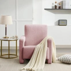 Modern Pink Adirondack Chair Interior Design Style Luxurious Lambswool Upholstered Accent Chair -More Furniture Store pink jearey accent chairs slswy pink 31 1000
