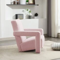 Modern Pink Adirondack Chair Interior Design Style Luxurious Lambswool Upholstered Accent Chair -More Furniture Store pink jearey accent chairs slswy pink 4f 1000