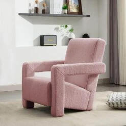 Modern Pink Adirondack Chair Interior Design Style Luxurious Lambswool Upholstered Accent Chair -More Furniture Store pink jearey accent chairs slswy pink c3 1000