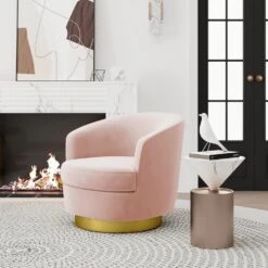 Nancy Modern 360° Swivel Pink Non-falling Velvet Fabric Barrel Accent Armchair For Bedroom Or Living Room 10 Nancy Modern 360° Swivel Pink Non-falling Velvet Fabric Barrel Accent Armchair For Bedroom Or Living Room -More Furniture Store pink jearey accent chairs xslswy pink 1f 1000