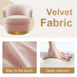 Nancy Modern 360° Swivel Pink Non-falling Velvet Fabric Barrel Accent Armchair For Bedroom Or Living Room 9 Nancy Modern 360° Swivel Pink Non-falling Velvet Fabric Barrel Accent Armchair For Bedroom Or Living Room -More Furniture Store pink jearey accent chairs xslswy pink 4f 1000